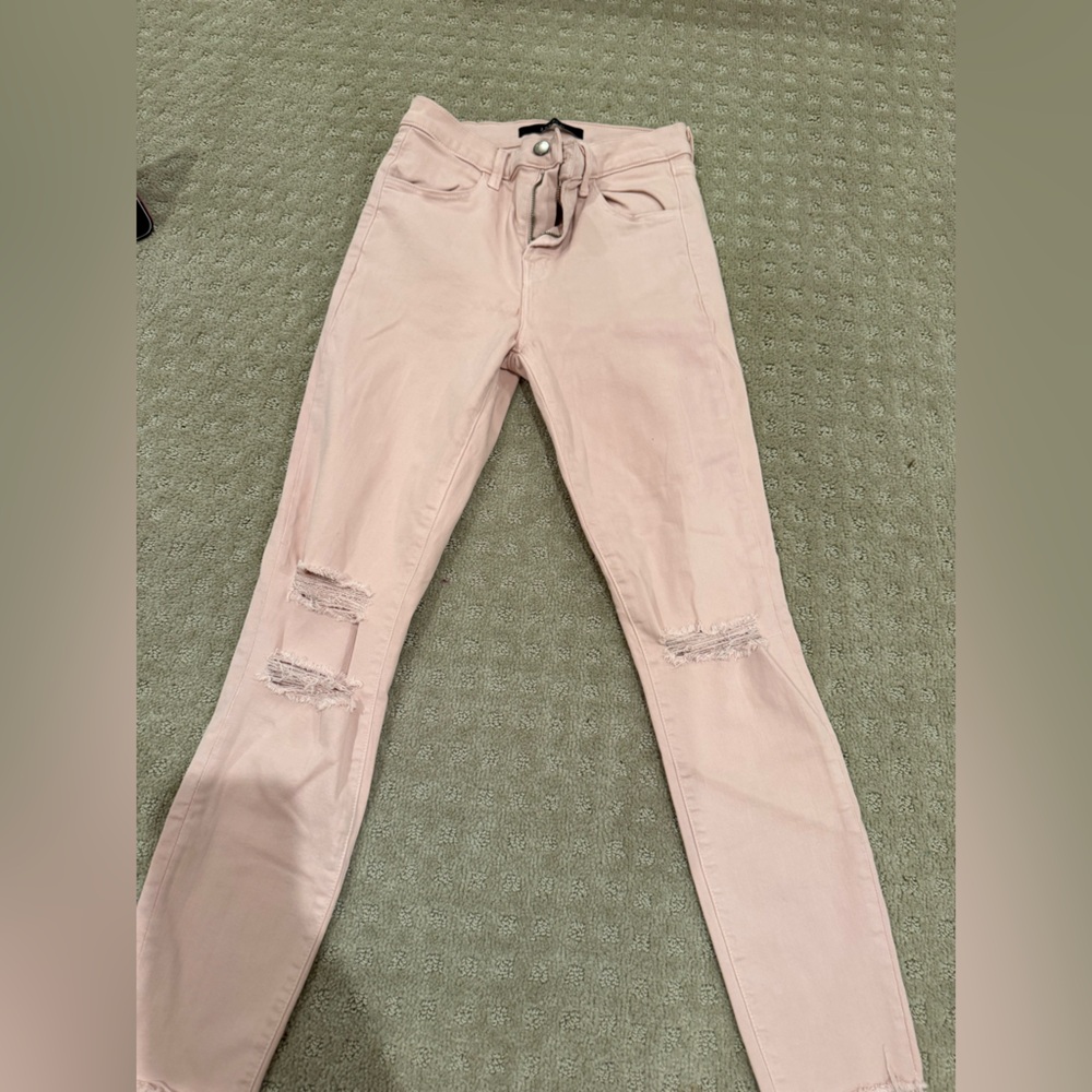 J Brand Blush Pink High-Rise Skinny Jeans